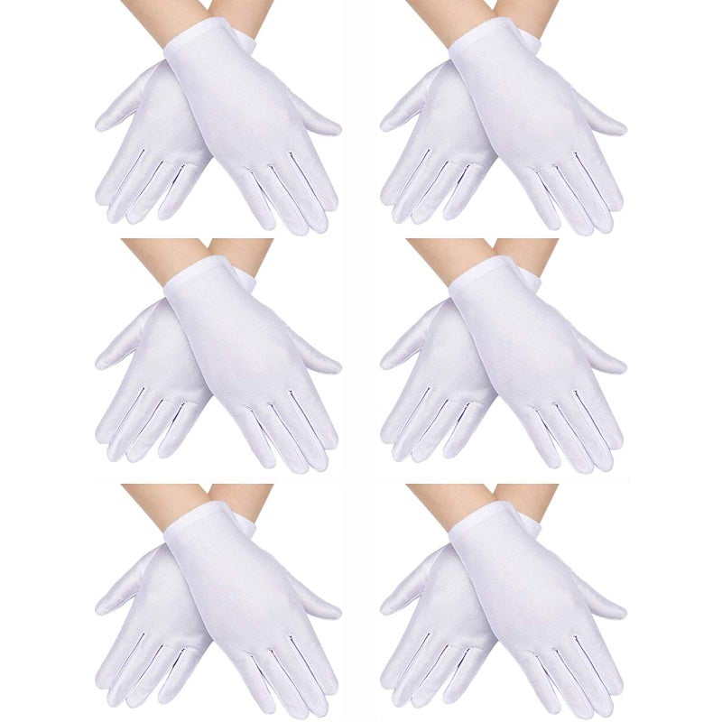 Yiphates قفازات بيضاء 6 أزواج للرجال والنساء لعيد الهالوين قفازات قطنية لملابس التنكر لحفلات الهالوين والموكب - Image 1